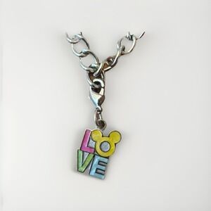 Vintage Disney Mickey Love Word Dangle Charm Enamel Clasp